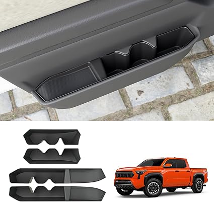 Photo 1 of Door Side Storage Tray Compatible with 2024 2025 Toyota Tacoma TPE Side Door Storage Box Door Slot Pockets 4PCS TPE Front & Rear Door Organizer for Tacoma Accessories (Door Side Storage Tray)
