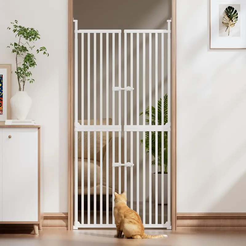 Photo 1 of 59" Extra Tall Cat Gate for Doorway with Drilling Required - 34.25"-35.59" Wide Pet Gates for Cats No Climb, High Pet Gate Indoor for Stairs, Cat Barrier for Hallway Gate Cat Blocker Safety Gate
