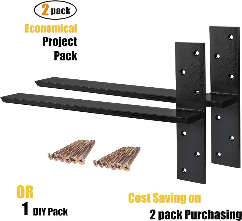 Photo 1 of ?2-Pack?Free Hanging T Shelf Bracket, Solid Heavy Duty Steel Knee Wall Hidden Granite Countertop Support Floating Bracket Hardware, Universal ,24 Inch , DIY Projects , Screws Included
