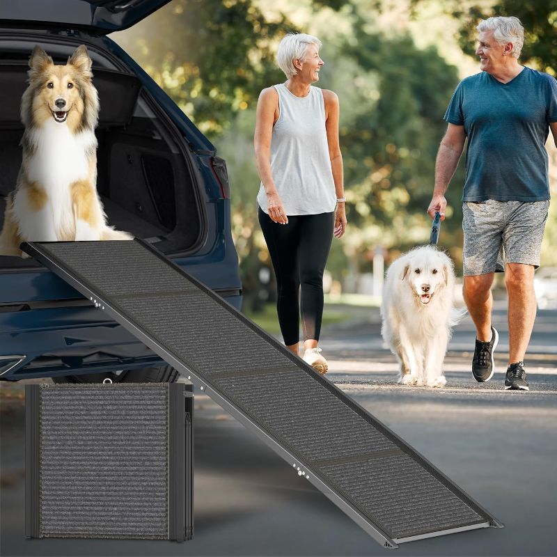 Photo 1 of Dog Ramp for Car, 67"x20" Car Ramp for Large Dogs, Foldable&Portable Dog Ramp with Non-Slip Rug Surface, Extra Wide Dog Car Ramp for SUV, Truck
