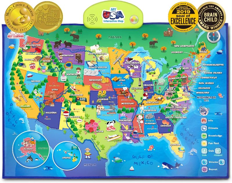 Photo 1 of BEST LEARNING i-Poster My USA Interactive Map - Educational Smart Talking Poster Toy for 5 to 12 Years Kids Boy or Girl | Geography Electronic Game for 5, 6, 7 Years | Ideal Birthday Present

