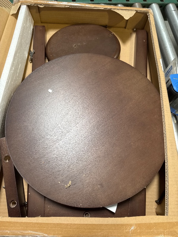 Photo 1 of ChooChoo Round End Table for Small Spaces, Narrow Side Table, Accent Table Night Stand with 2 Tier Shelf for Bedroom and Living Room, Walnut