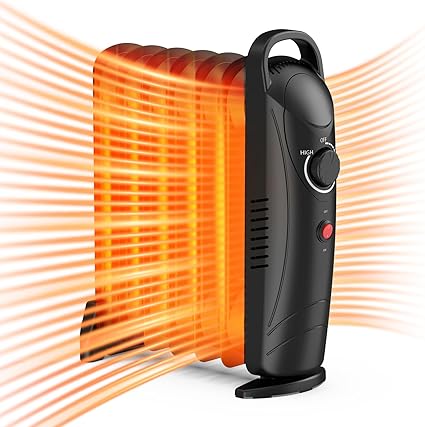 Photo 1 of Air Choice Oil Heater, Oil Filled Radiator Heater with Adjustable Thermostat, 700W Portable Electric Heating, Durable & Overheat Protection, Ideal for Indoor use Home Office, Black