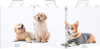 Photo 1 of Acrylic Dog Gate for The House, Clear Dog Playpen with Anti-tip Pillars, Foldable Freestanding Dog Gates for Indoor Spaces, Outdoor Fence for Small Pets, No Need to Install - 3 Panels