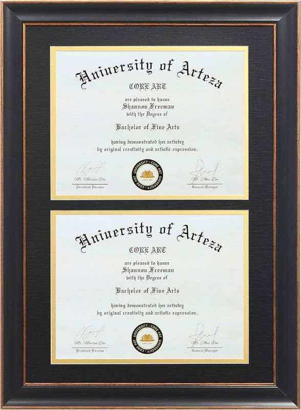 Photo 1 of Double Diploma Frame Golden Rim 