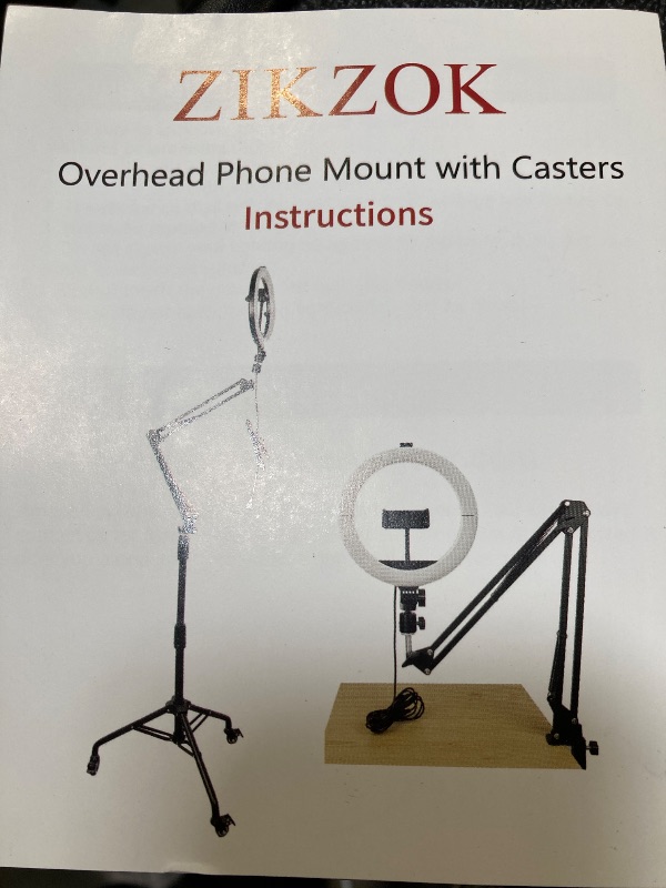 Photo 1 of Ring Light Overhead Phone Mount with Casters, Dual-Purpose Floor/Desk Ring Light Tripod for iPhone, Selfie 10" Ring Light Phone Tripod for Video Recording/Live Streaming/Cooking