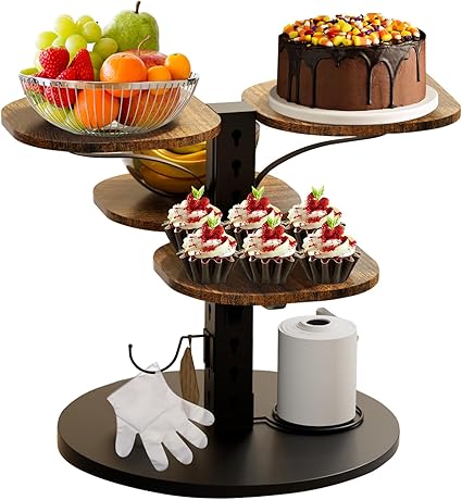 Photo 1 of Cupcake Stand, 4 Tier Cupcake Tower Stand for 50 Cupcakes with Tiered Tray, 360° Rotatable Wooden Dessert Table Display Stands for Party Weddings Birthday Baby Shower