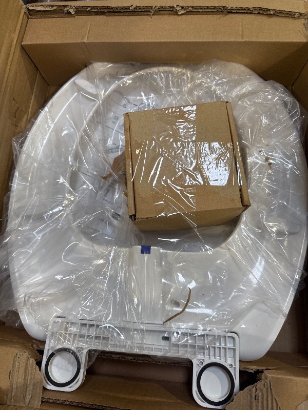Photo 1 of Round Bidet Toilet Seat with Quiet-Close, Non-Electric Bidet Toilet Seat with Self Cleaning Dual Nozzles, Fit Round Toilet Seat, White Bidet Seat with Brass inlet (Round)
