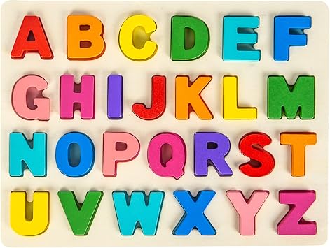 Photo 1 of Alphabet Puzzle Wooden Puzzles for Toddlers 3 4 5 Year Old, ABC Puzzle Shape Alphabet Learning Puzzles Toys with Puzzle Board & Letter Blocks, Preschool Educational for Girls Boys