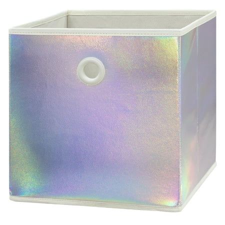 Photo 1 of Your Zone Kids Collapsible Fabric Storage Bin 10.5 X 10.5 X 10.75 Iridescent ( minor dirt on bottom ) 