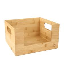 Photo 1 of Bamboo Storage Box with Open Front Stackable Bin Organizer to use in kitchen pantries, cabinets and countertops