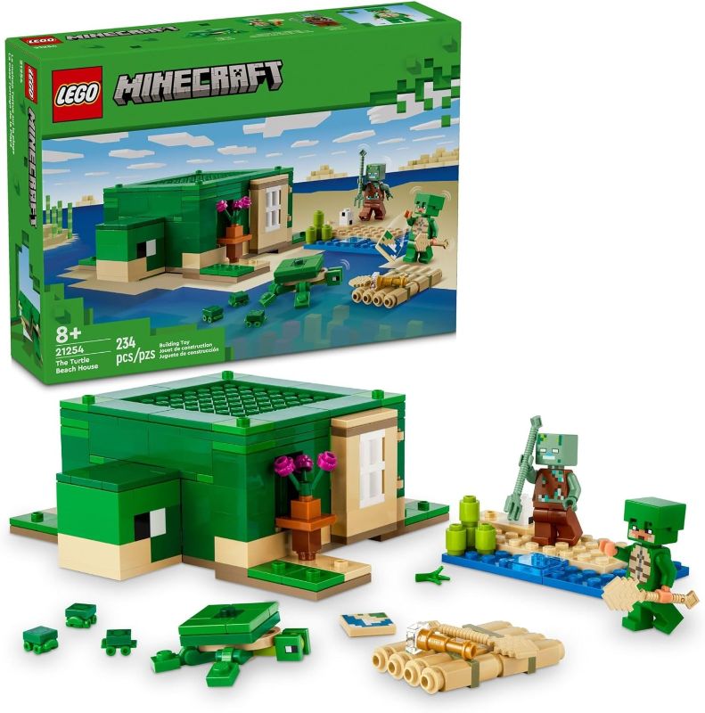 Photo 1 of LEGO Minecraft The Turtle Beach House Construction Toy, Minecraft House Building Set with an Turtle Figures, Accessories, and Characters from The Game, Gift for 8 Year Old Gamers, Boys and Girls, 21254
