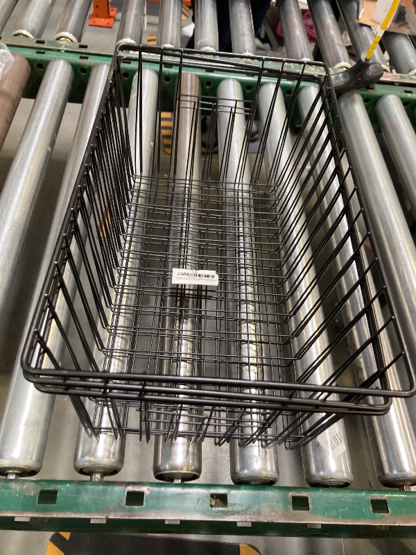 Photo 1 of 3 Pack Metal Wire Storage Baskets for Shelves, Pantry, Closet, Long Narrow Organizer Bin (Black, 16")