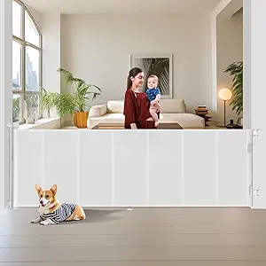 Photo 1 of Upgrade 150 inch Retractable Baby Gates Extra Wide with Reinforced Strip Design to Prevent Crawling Through, 150" Retractable Dog Gate, 42" Tall, Retractable Gate for Indoor/Outdoor