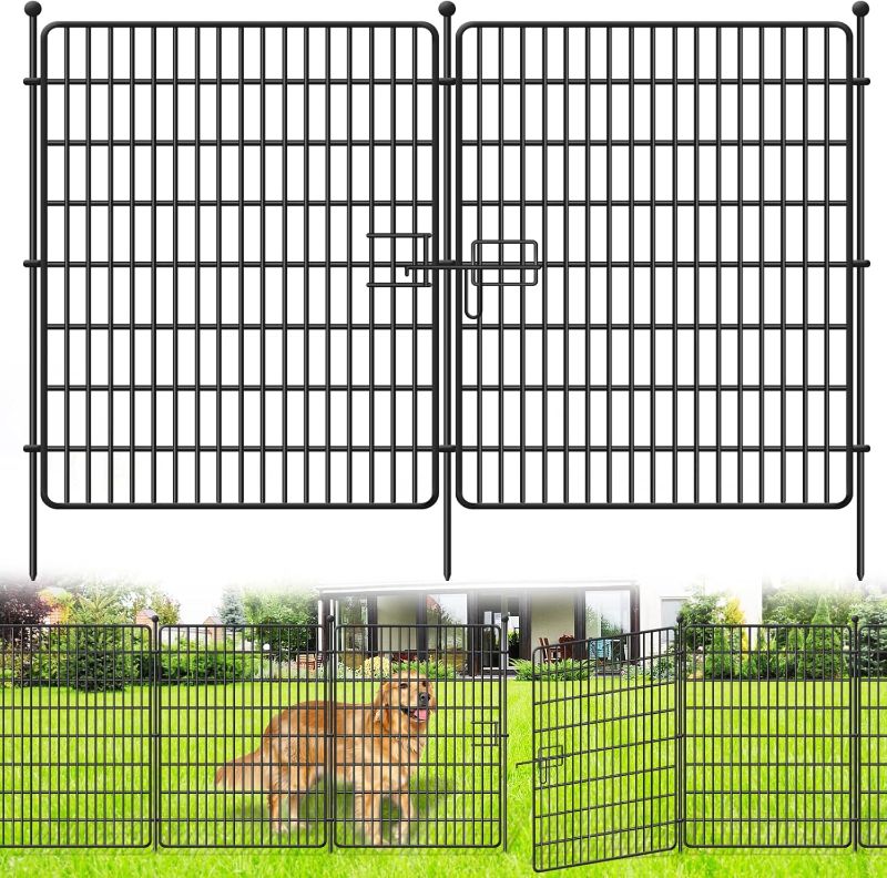 Photo 1 of 15 Panels No Dig Fence with Gate, 32 in(H) X 36 ft(L) Garden Decorative Fence Animal Barrier for Dogs, Rustproof Metal Garden Edging Border, Temporary Dog Fence for Outdoor, Yard, Patio