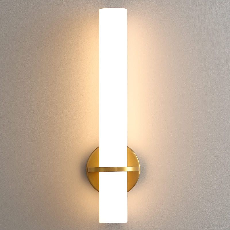 Photo 1 of AIJIASI Gold Wall Sconce - 18in Modern Bathroom Sconce Wall Lighting 18W 3000K LED Dimmable Wall Sconce Light with Acrylic Lampshade Brass Wall Sconce for Living Room Corridor Mirror Bedroom Stairs