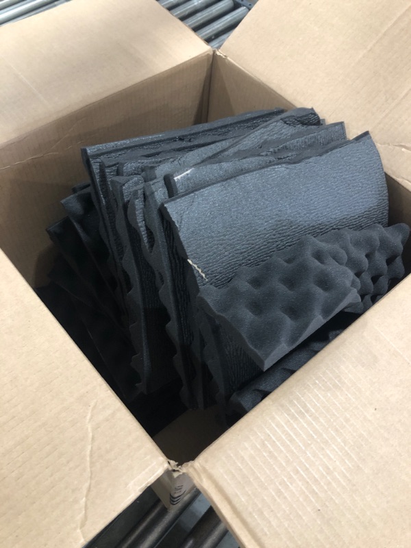 Photo 1 of 24 Pack Sound Proof Foam Panels for Wall,Self Adhesive Acoustic Panels,12" X 12" X 1.2" Egg Crate Soundproof Wall Panels for Studio,Room Acoustic Treatment Foam,Sound Absorbing Foam Black