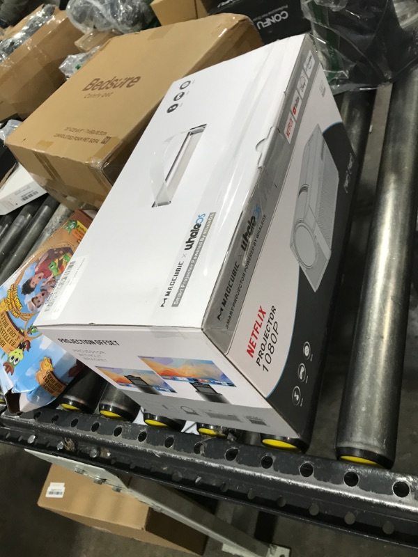 Photo 1 of Ultra Short Throw Projector, 8K Support Smart Projector Electric Focus with Bluetooth and WiFi 6, 200" Screen Portable Projector, 2 x 8W Stereo Speakers for Home Theater and Outdoor Use HY450NTV