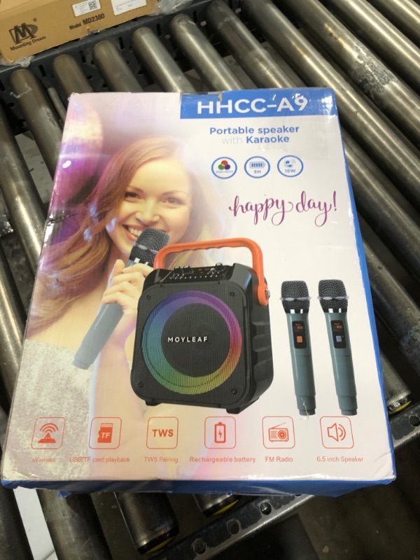 Photo 1 of Karaoke Machine with 2 Wireless Microphones,Portable Karaoke Machine for Adults & Kids,Karaoke Microphone with PA System,Karaoke Speaker Supports for TWS,USB,FM,REC,AUX in,TF Card