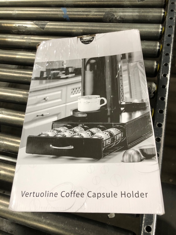 View 2 of FlagShip Vertuo Pod Holder Storage Drawer for Nespresso Vertuo Capsule Organizer Drawer Tray with Mesh Shelves for Nespresso Vertuo Holder Black Metal (40 Pods Capacity)