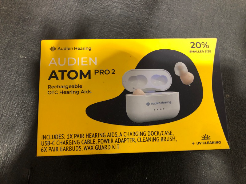 Photo 2 of Audien ATOM PRO 2 Wireless Rechargeable OTC Hearing Aid, Premium Comfort Design and Nearly Invisible