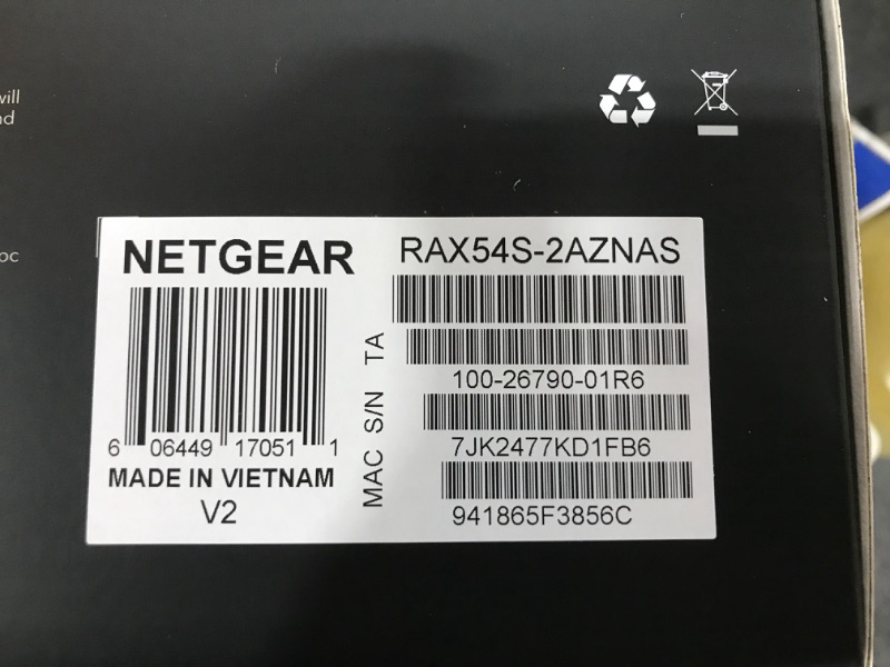Photo 1 of NETGEAR Nighthawk 6-Stream Dual-Band WiFi 6 Router (RAX54S) – Security Features, AX5400 Wireless Speed, Up to 5.4 Gbps, Covers up to 2,500 sq. ft., 25 Devices - 1-Year Armor Subscription Included