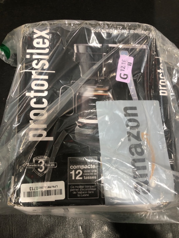 Photo 1 of Proctor Silex FrontFill Drip Coffee Maker, Digital & Programmable, 12 Cup Glass Carafe, Black and Silver (43685PS)