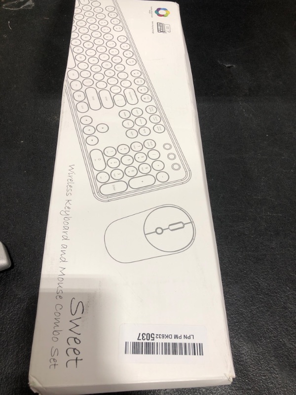 Photo 1 of Atelus Wireless Keyboard and Mouse, Typewriter Full Size Keyboard with Number Pad and 2 in 1 USB Connected Mouse for Windows 7/8/10, Laptop, Desktop, PC, Computer (Off-White)