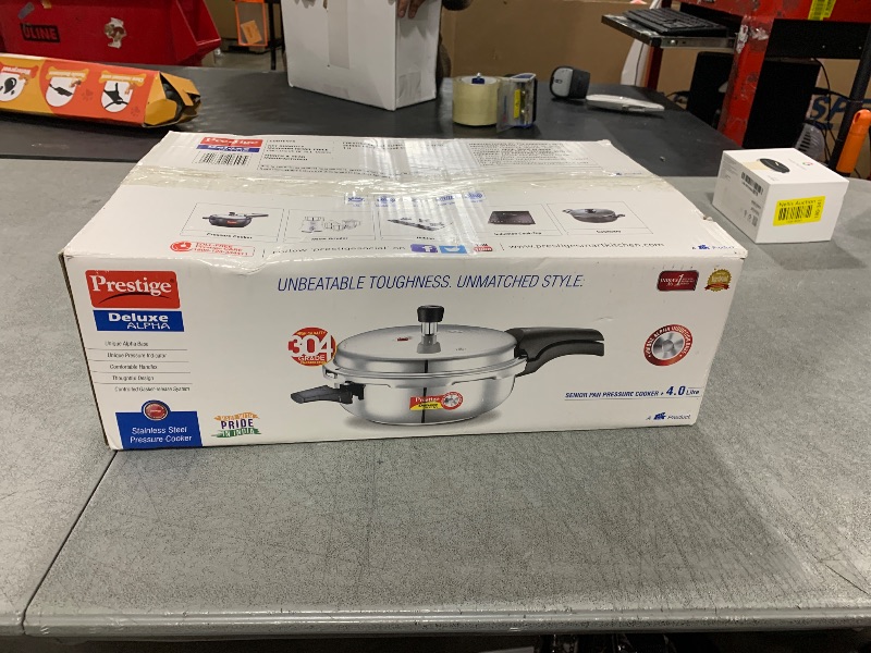 Photo 1 of Prestige Deluxe Alpha Induction Base Pressure Pan, Senior, Stainless Steel