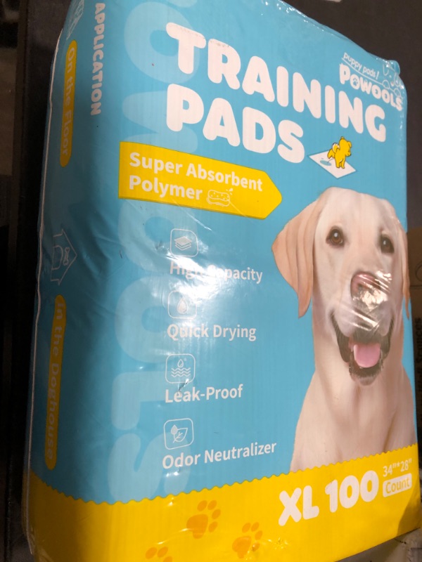 Photo 2 of Powools 100-Pack X-Large Puppy Pads - 34'' x 28'' Pee Pads for Dogs Potty Training with Leak-Proof Quick-Dry Design, 6-Layer Wee Wee Pads for Dogs