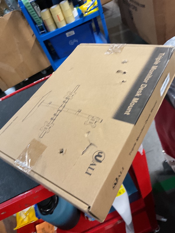 Photo 1 of WALI Freestanding Triple Monitor Mount, Fully Adjustable Three Monitor Desk Mount, 3 Monitors Stand for 17-27 Inch Screens, Max Load 22lbs per Arm (GMF003), Black