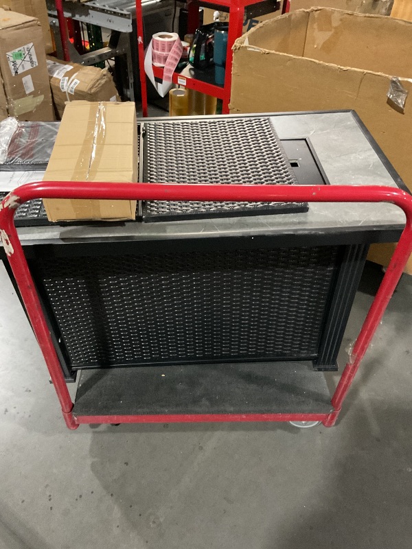 Photo 1 of **HAS MINOR DENTS AND SCRATCHES ON TOP, DOORS ARE MISSING PIECES**44 Inch Propane Outdoor Fire Pit Table, 50000BTU Rectangle Double Door Fire Table with Cover & Rain Cover, Add Warmth and Ambience to Parties On Patio Deck Garden, CSA Safety Certified blac