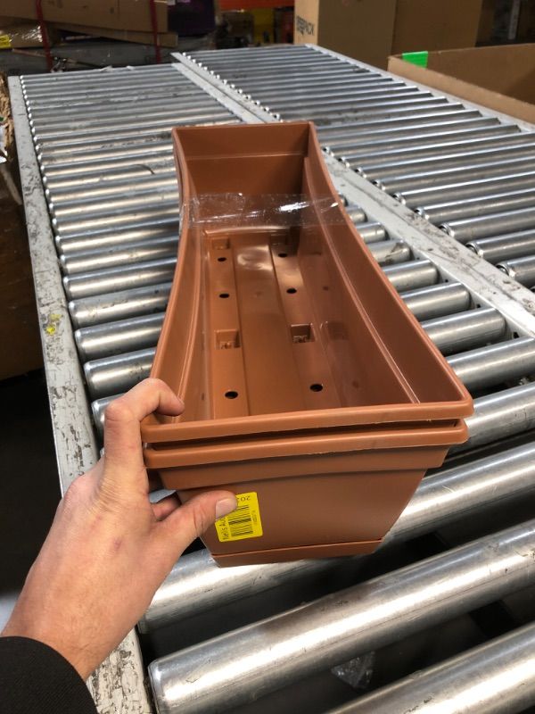 Photo 1 of (2PK) DYNAMIC DESIGN Newbury Small 7.86 in x 23.75 in. Terracotta Resin Window Box with Saucer
