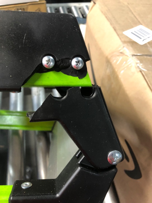 Photo 1 of ***MAJOR DAMAGE - BROKEN - SEE PICTURES***
Little Giant Ladders, Sure Step, 3-Step, Double-Sided Step Stool, Fiberglass, (11953), Type 1AA, 375 lbs Weight Rating, Hi-viz Green