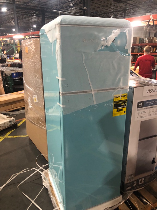 Photo 1 of **FACTORY SEALED/HEAVY PICKUP**Galanz GLR12TBEEFR Refrigerator, Dual Door Fridge, Adjustable Electrical Thermostat Control with Top Mount Freezer Compartment, Retro Blue, 12.0 Cu Ft