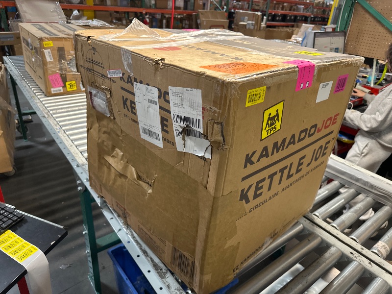 Photo 1 of ****HEAVY PICKUP***Kamado Joe Kettle Joe 22-inch Kettle Charcoal Grill with Hinged Lit, Cart, Side Shelves and SloRoller Hyperbolic Slow Smoker Chamber in Red, Model KJ15040320