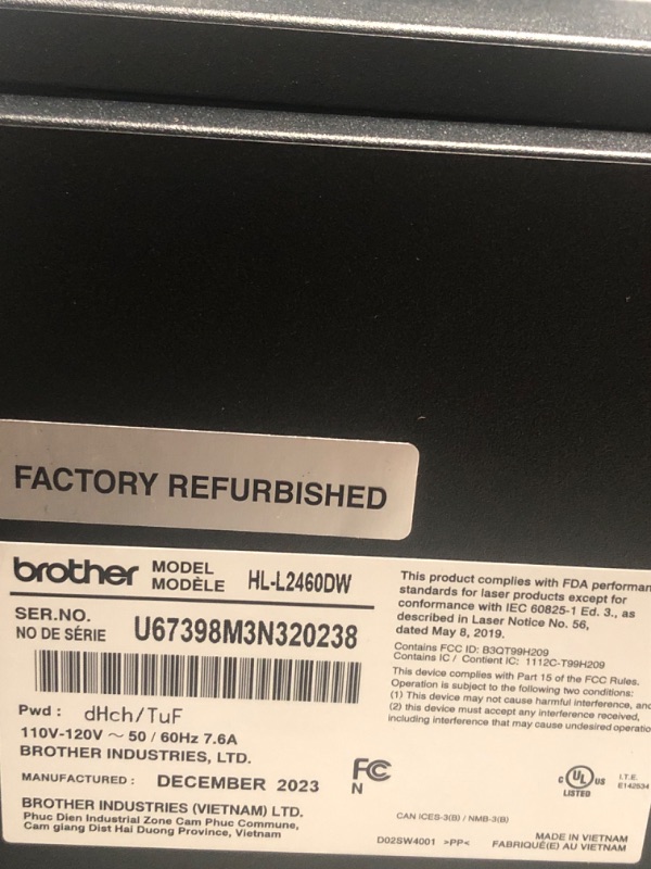 Photo 1 of ***(PARTS ONLY/ NON REFUNDABLE/ NO RETURNS OR REFUNDS)*****Major damage** Printer Jams often**
Brother HL-L2460DW Wireless Compact Monochrome Laser Printer with Duplex, Mobile Printing, Black & White Output