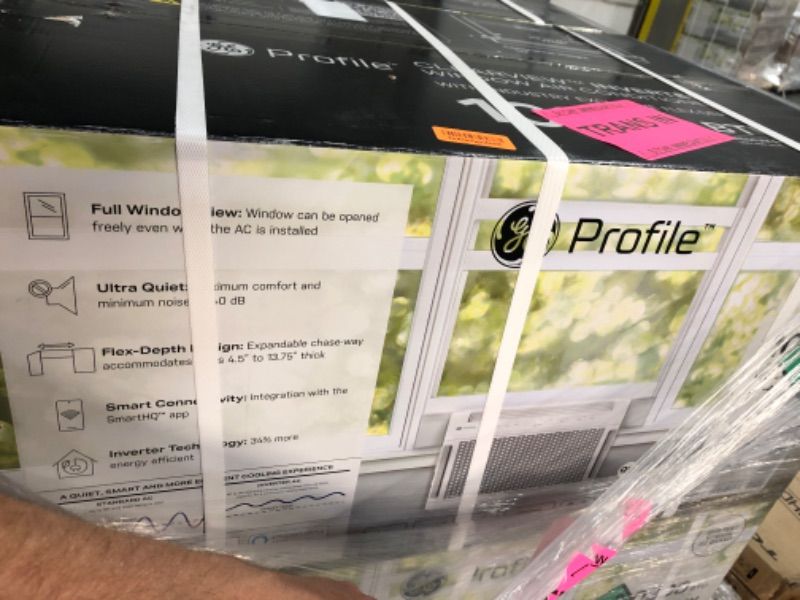 Photo 1 of GE Profile ClearView Inverter Window Air Conditioner Unit, 10,300 BTU, U-Shaped Adjustable Depth, Energy Efficient Cooling up to 450 sq ft., Ultra Quiet, SMART Home Capable, Includes Remote, White