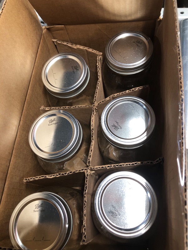 Photo 3 of  6 Pack 32 oz Clear Wide Mouth Mason Jars with Airtight Lids and White Plastic Mason Jar Lids, Canning Jars