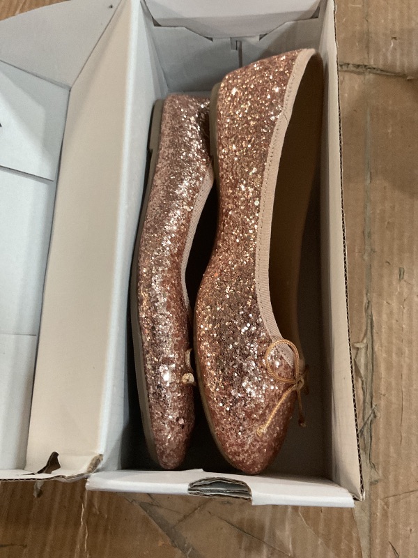 Photo 1 of ***HEAVILY USED****
FEVERSOLE Women's Sparkle Memory Foam Cushioned Colorful Shiny Ballet Flats Glitter Rose Gold Size 7 M US