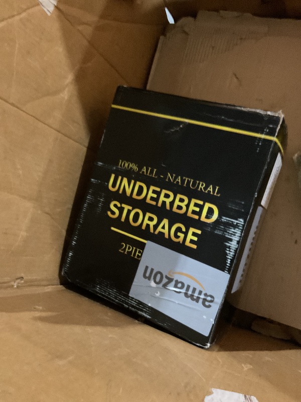 Photo 1 of WISUCART Bamboo Under Bed Storage Containers- Underbed Organizer with Wheels with Large Capacity Dust Bag,Sturdy Wood Rolling Under Bed Shoe Storage Organizer Drawer 2 Packs (White, Large)