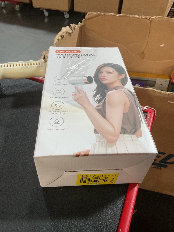 Photo 1 of Cordless Hair Dryer for Women with Battery,Rechargeable Blow Dryer,3 Speed Fast Drying Portable Hair Dryers,Portable Wireless Hair Dryer,Low Nois USB Rechargeable Blow Dryer for Travel and Home(White)