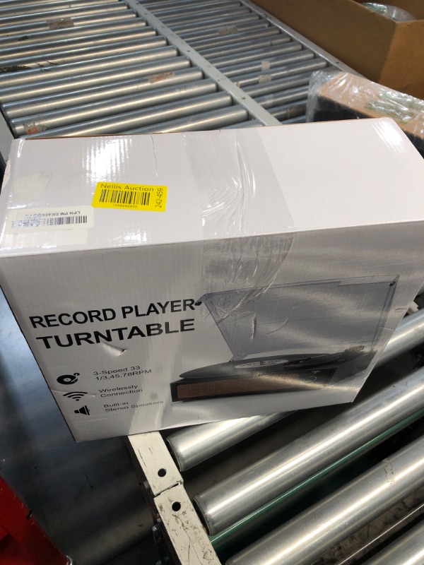 Photo 1 of ***(MINOR DAMAGE)***Vinyl Record Player with Speakers Turntable for Vinyls Records 3 Speed 3 Size Belt-Driven Wireless Receiver Portable All-in-1 Vinyl Players for Vinyls Auto Stop Headphone AUX RCA Line Out Pale Pink