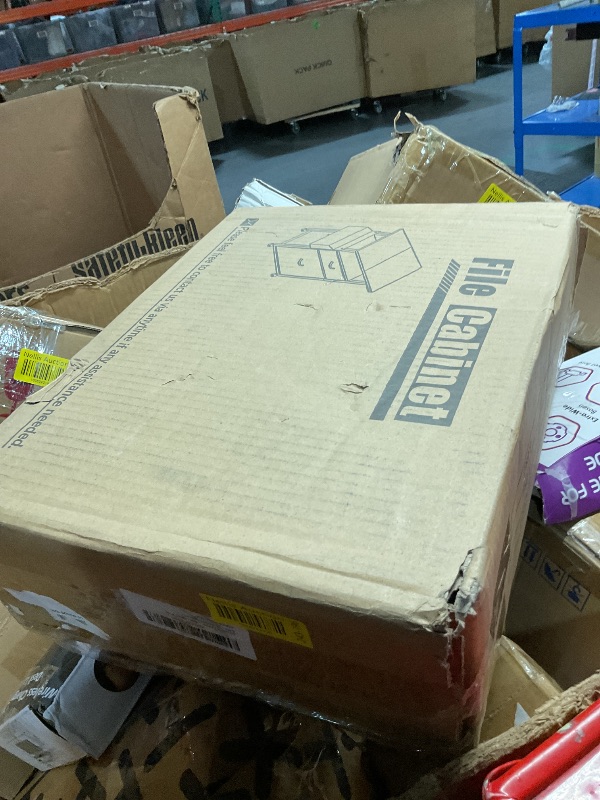 Photo 1 of GYIIYUO 2 Fabric Drawer File Cabinet with 24'' Extended Desktop, Mobile Filing Cabinet, Rolling File Cabinet with Side Bag, Fits A4 Size, Home Office, White