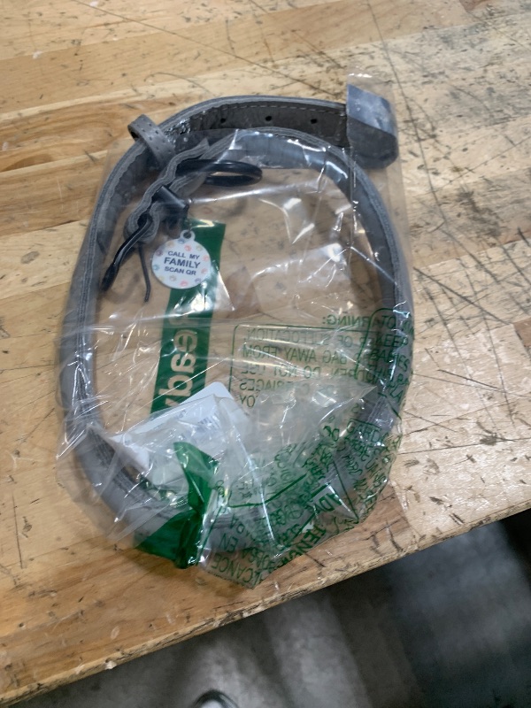 Photo 1 of Rolled Leather Dog Collar Soft Round Collars, ID Tag for Small Medium Large Dogs (19-22 inch, Smoke Grey)