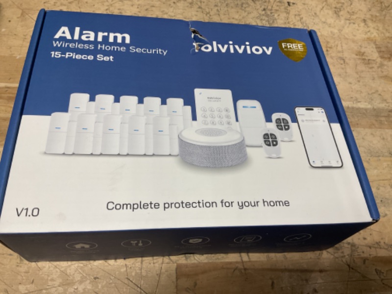 Photo 1 of tolviviov Alarm System for Home Security, Door Alarm Systems, App Alerts, 15Piece Kit, No Monthly fee, WiFi Alarm, Door Window Motion Sensor, for Home Security and Kids Safety