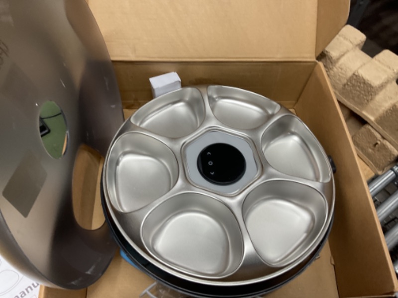 Photo 1 of [Stainless Steel Tray Version] iPettie Donut Frost WiFi 6 Meal Automatic Wet Food Feeder with Ice Packs for Senior and Week Pets, App Control Programmable Timer, Holds 6 x ½ lb. of Food, Black