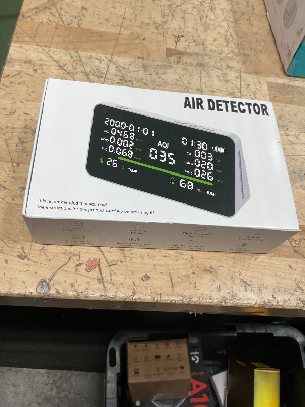 Photo 1 of 11-in-1 Air Quality Monitor, Indoor CO2/VOC/AQI/PM2.5/Thermometer/Humidity Monitor, Portable Smart Air Quality Meters, Air Quality Tester for Home Office Outdoor, Battery Powered**NO S/N 