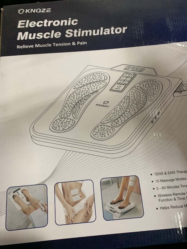 Photo 1 of EMS Foot Massager for Neuropathy (FSA/HSA Eligible), TENS EMS Foot Nerve Circulation Stimulator for Pain Relief, 10 Modes and 50 Intensities, 4 Body Pads, Relieve Swelling, Cramps, Plantar Fasciitis