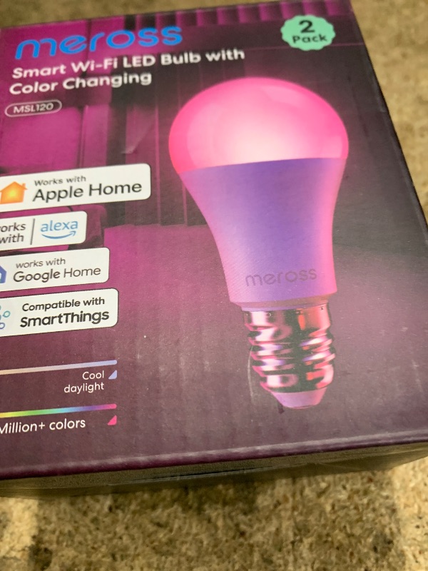 Photo 1 of meross Smart Light Bulb, Smart WiFi LED Bulbs Compatible with Apple HomeKit, Siri, Alexa, Google Assistant and SmartThings, Dimmable E26 Multicolor 2700K-6500K RGB, 810 Lumens 60W Equivalent
